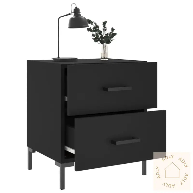 Nattbord 2 Stk Svart 40X35X47,5 Cm Konstruert Tre