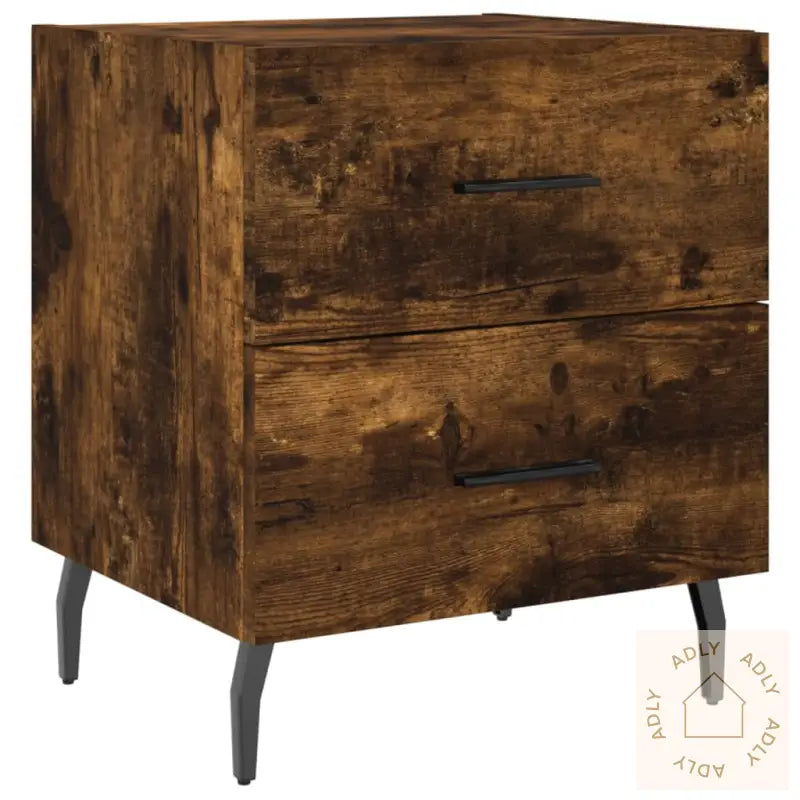 Nattbord 2 Stk Røkt Eik 40X35X47,5 Cm Konstruert Tre