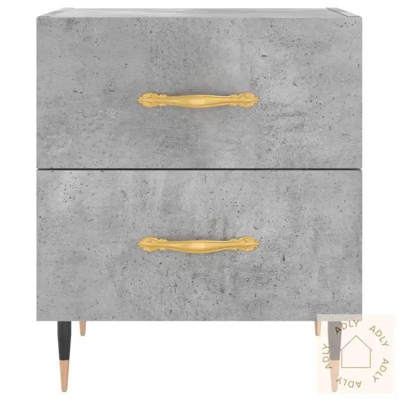 Nattbord 2 Stk Betonggrå 40X35X47,5 Cm Konstruert Tre