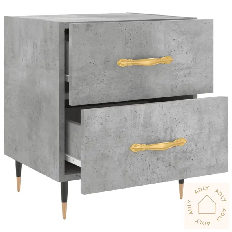 Nattbord 2 Stk Betonggrå 40X35X47,5 Cm Konstruert Tre