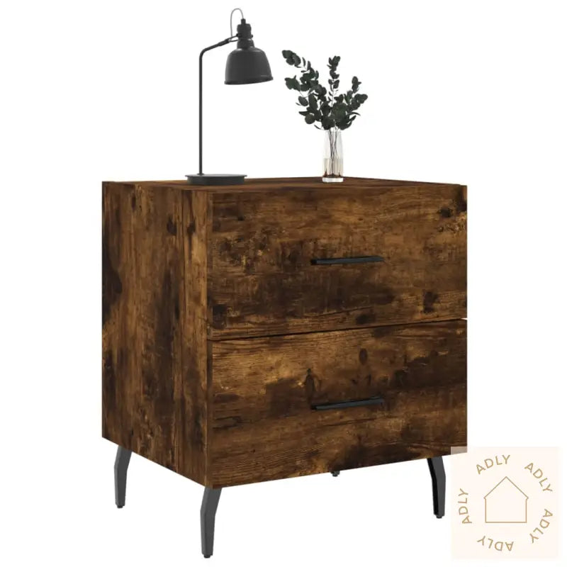 Nattbord 2 Stk Røkt Eik 40X35X47,5 Cm Konstruert Tre