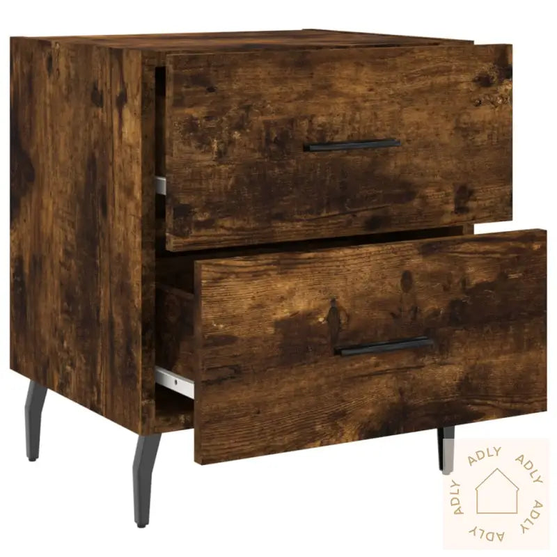 Nattbord 2 Stk Røkt Eik 40X35X47,5 Cm Konstruert Tre