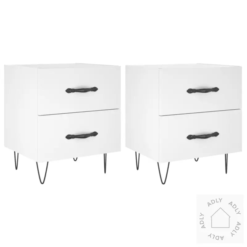 Nattbord 2 Stk Hvit 40X35X47,5 Cm Konstruert Tre