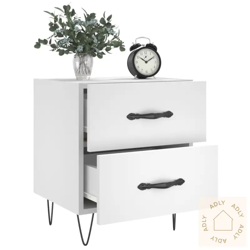Nattbord 2 Stk Hvit 40X35X47,5 Cm Konstruert Tre