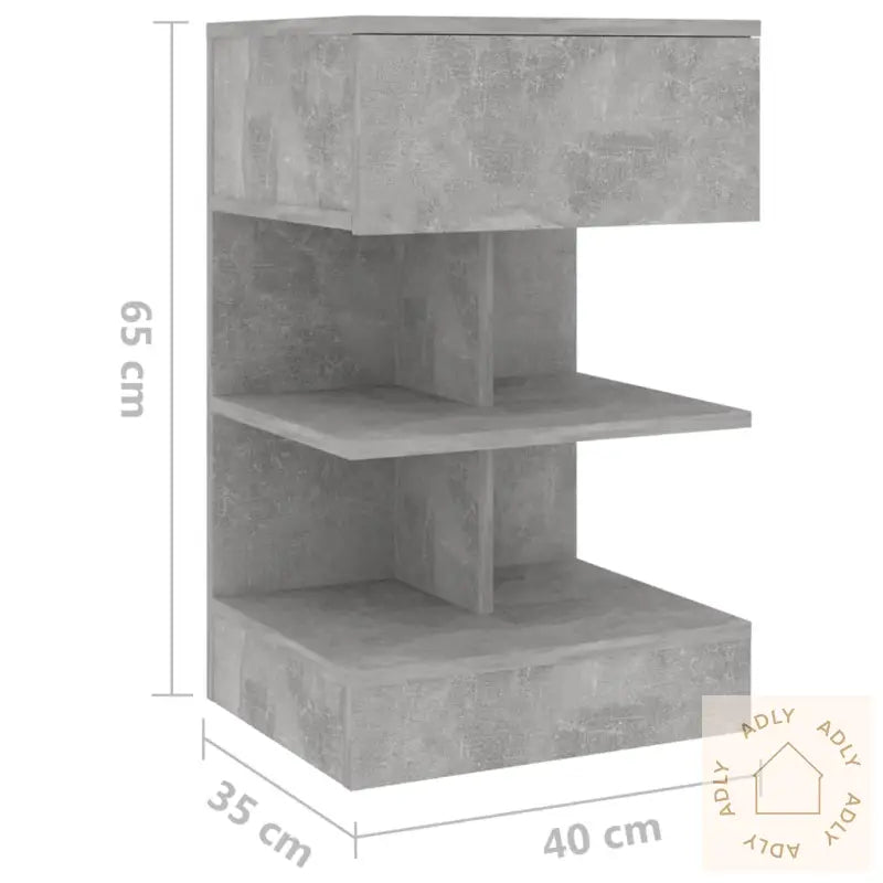 Nattbord 2 Stk Betonggrå 40X35X65 Cm