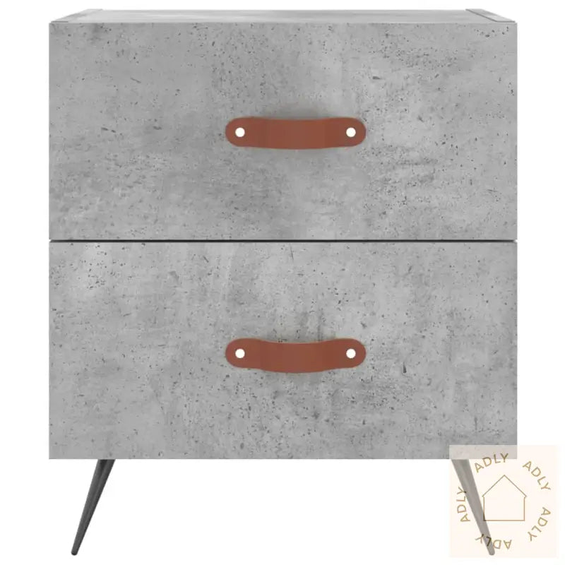 Nattbord 2 Stk Betonggrå 40X35X47,5 Cm Konstruert Tre