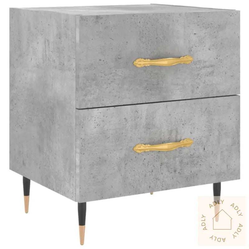 Nattbord 2 Stk Betonggrå 40X35X47,5 Cm Konstruert Tre