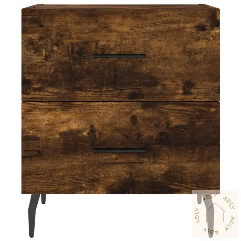 Nattbord 2 Stk Røkt Eik 40X35X47,5 Cm Konstruert Tre
