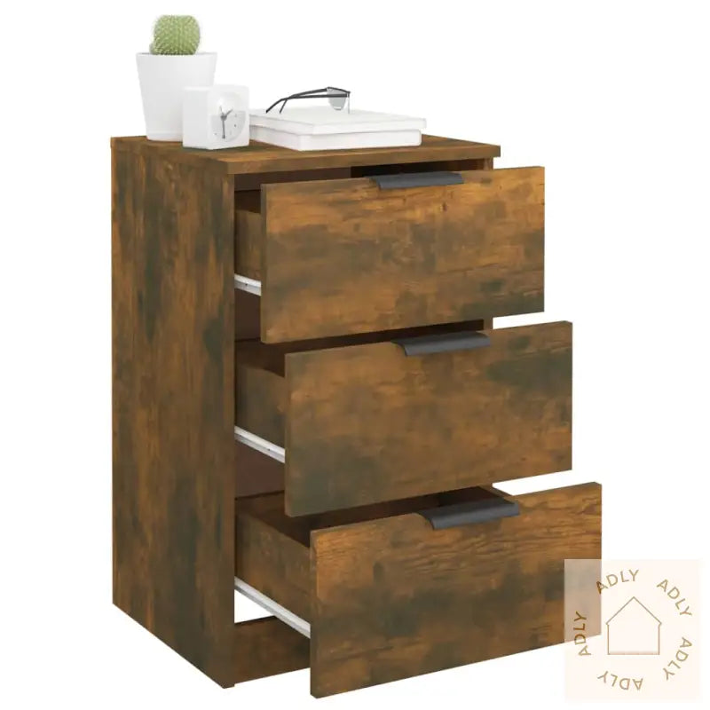 Nattbord 2 Stk Røkt Eik 40X36X65 Cm