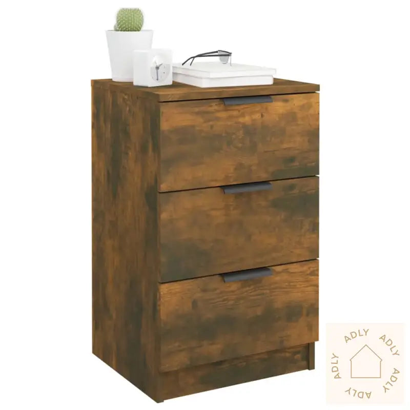 Nattbord 2 Stk Røkt Eik 40X36X65 Cm