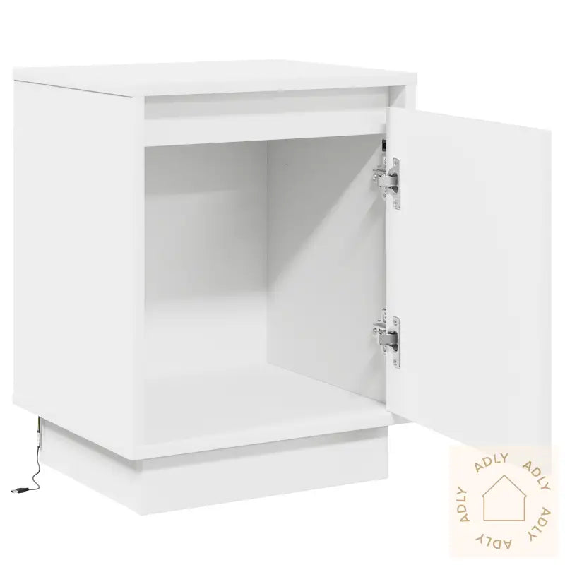 Nattbord Med Led-Lamper Hvit 39X34,5X50 Cm