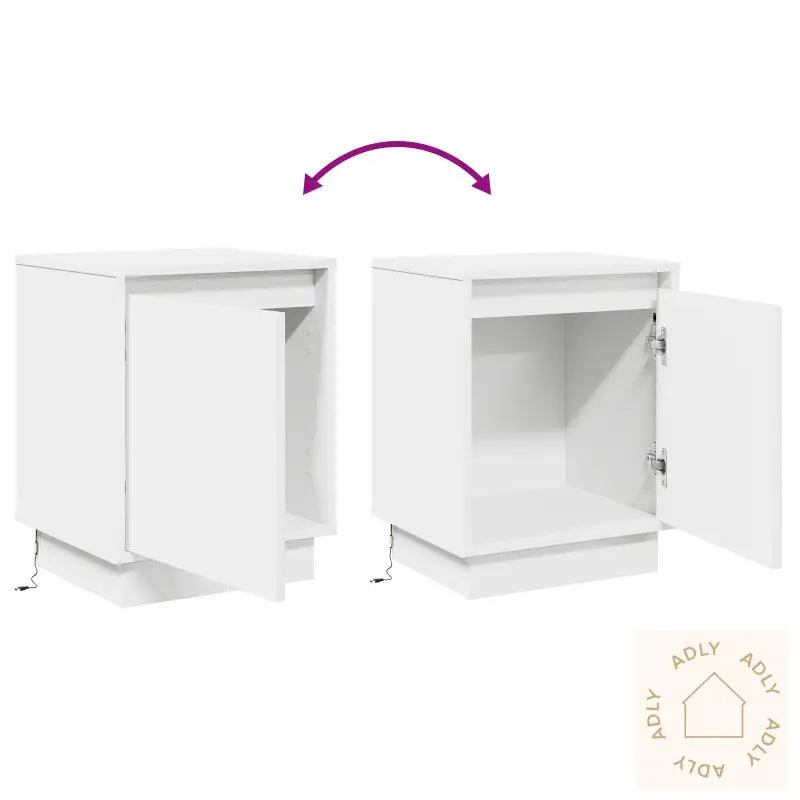 Nattbord Med Led-Lamper Hvit 39X34,5X50 Cm