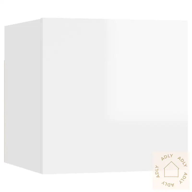 Nattbord Høyglans Hvit 30,5X30X30 Cm Konstruert Tre