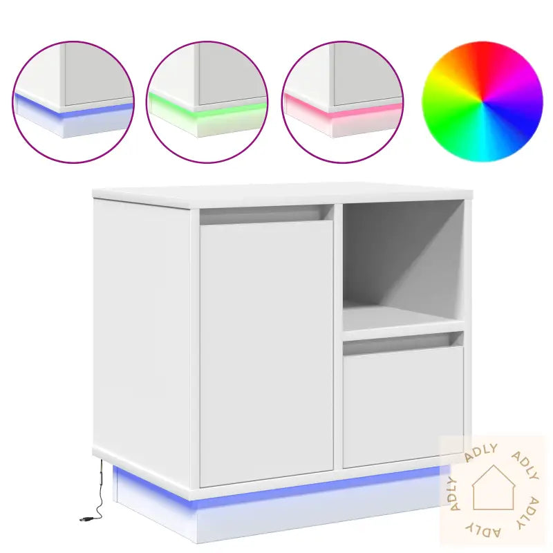 Nattbord Med Led 2 Stk Hvit 50X34,5X50 Cm