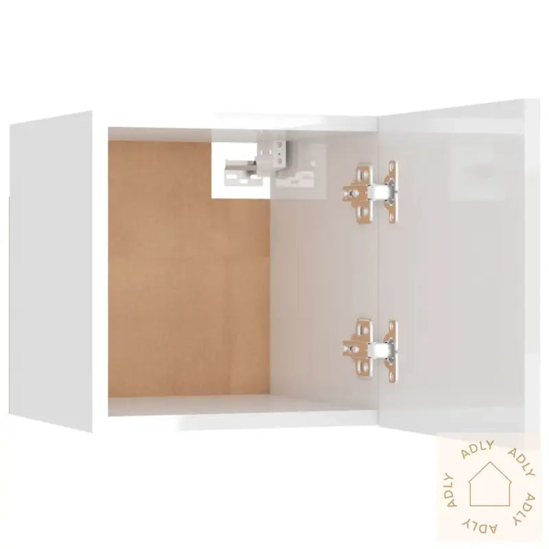 Nattbord 2 Stk Høyglans Hvit 30,5X30X30 Cm Konstruert Tre