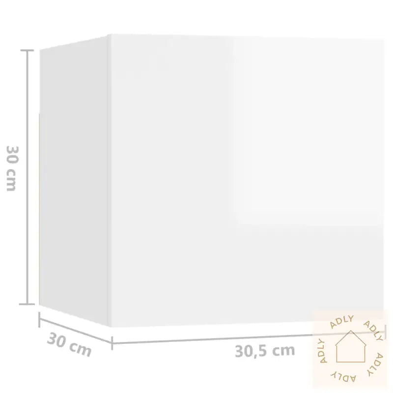 Nattbord 2 Stk Høyglans Hvit 30,5X30X30 Cm Konstruert Tre