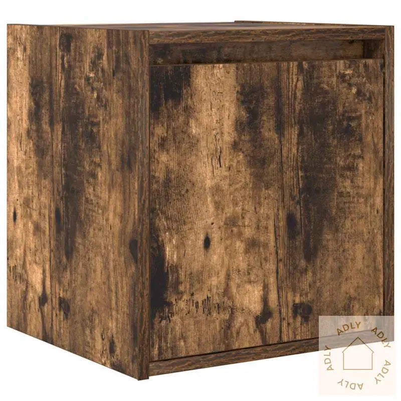 Veggmonterte Nattbord 2 Stk Røkt Eik 38X34X40 Cm