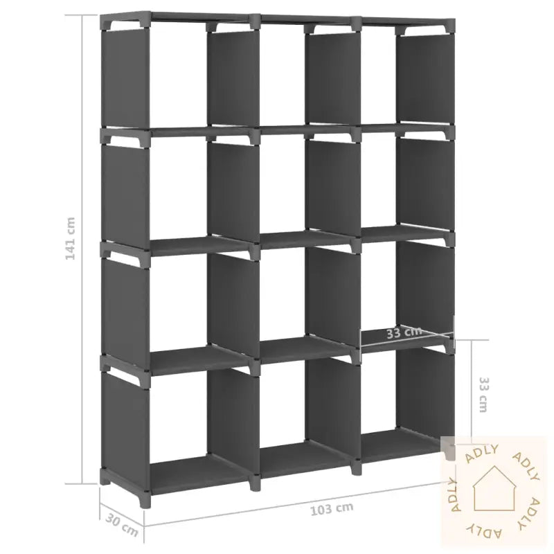 Displayhylle Med 12 Kuber Grå 103X30X141 Cm Stoff