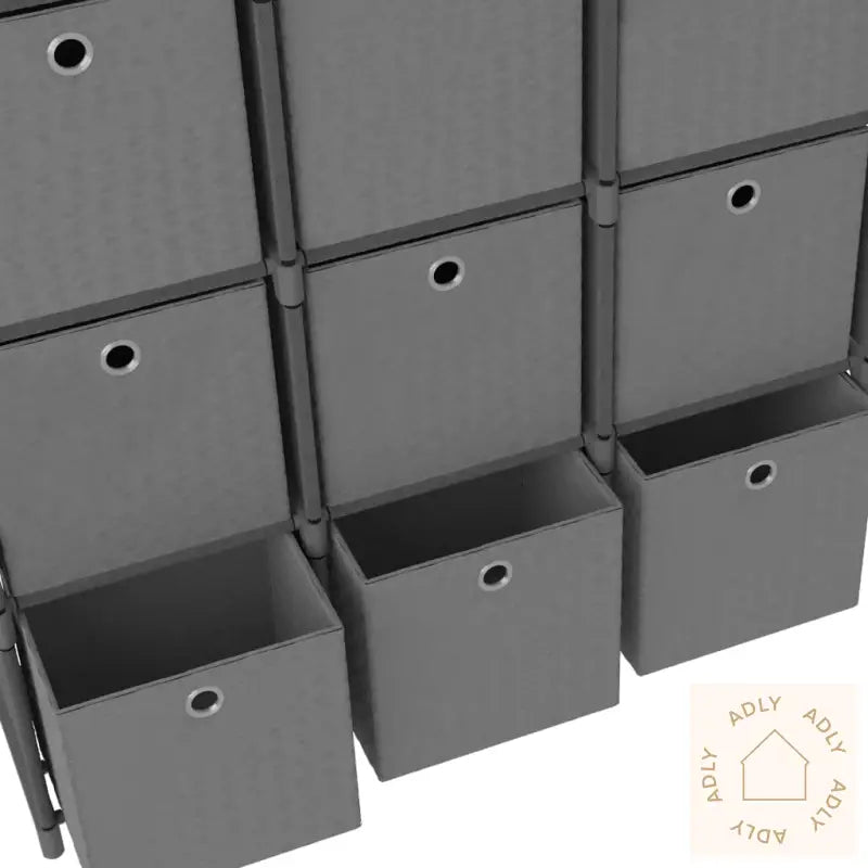 Displayhylle Med 9 Kuber Og Bokser Grå 103X30X107,5 Cm Stoff