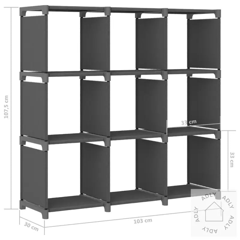 Displayhylle Med 9 Kuber Grå 103X30X107,5 Cm Stoff