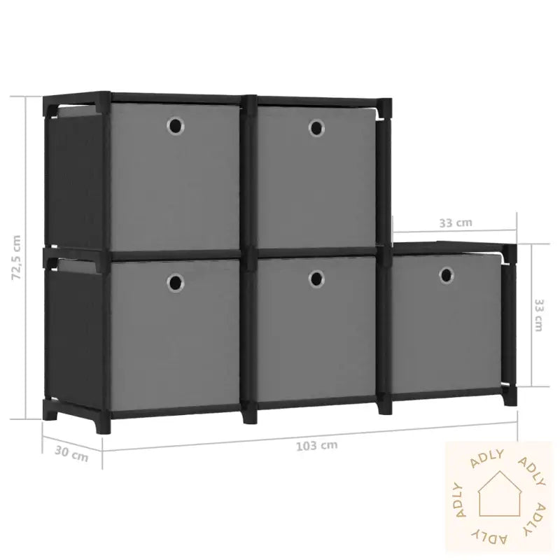 Displayhylle Med 5 Kuber Og Bokser Svart 103X30X72,5 Cm Stoff