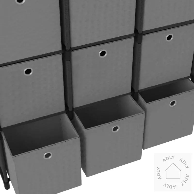 Displayhylle Med 12 Kuber Og Bokser Svart 103X30X141 Cm Stoff