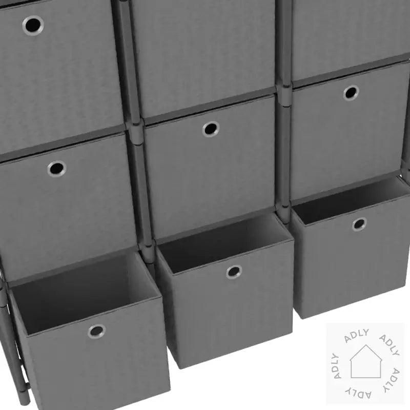 Displayhylle Med 12 Kuber Og Bokser Grå 103X30X141 Cm Stoff