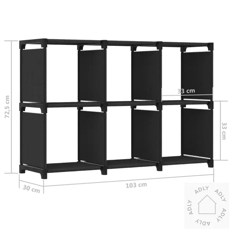 Displayhylle Med 6 Kuber Svart 103X30X72,5 Cm Stoff