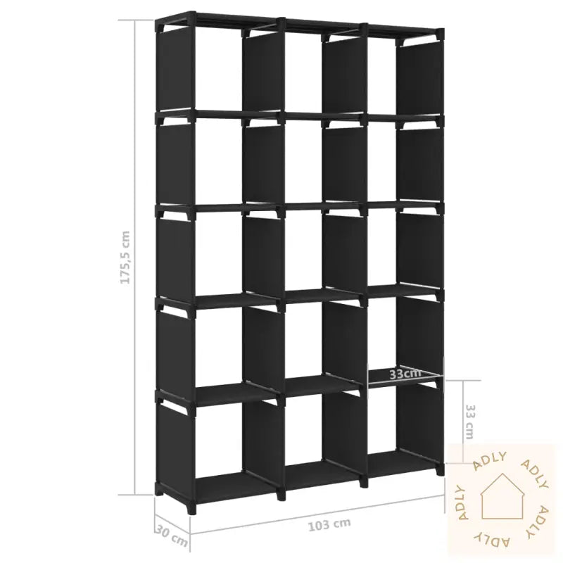 Displayhylle Med 15 Kuber Svart 103X30X175,5 Cm Stoff