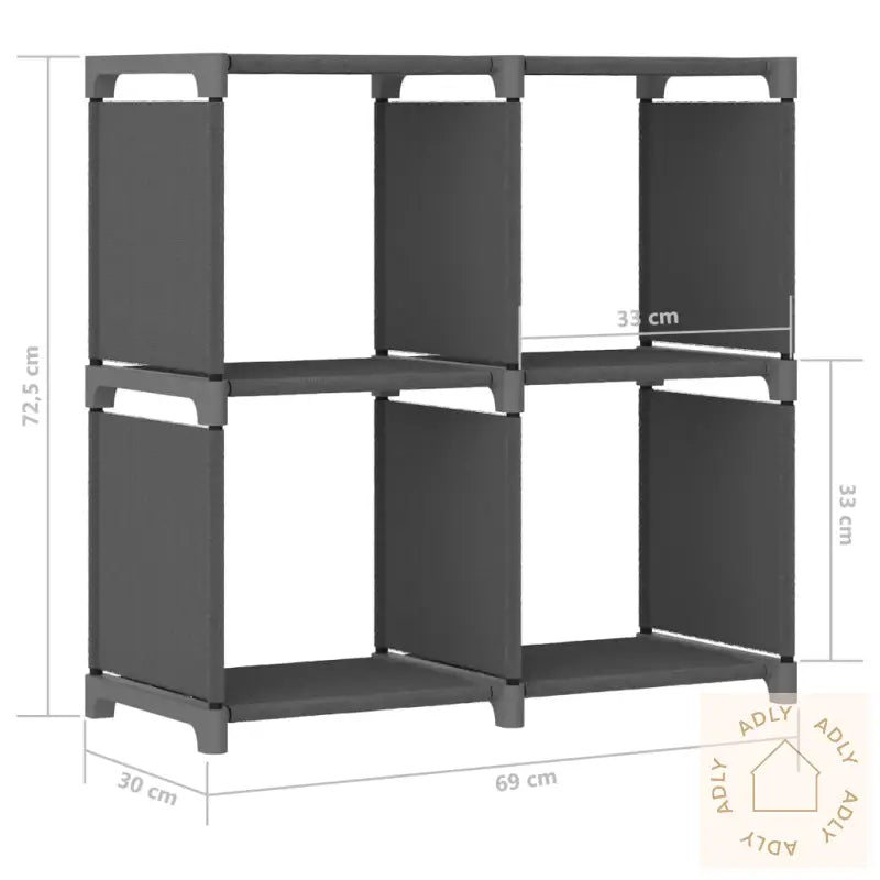 Displayhylle Med 4 Kuber Grå 69X30X72,5 Cm Stoff