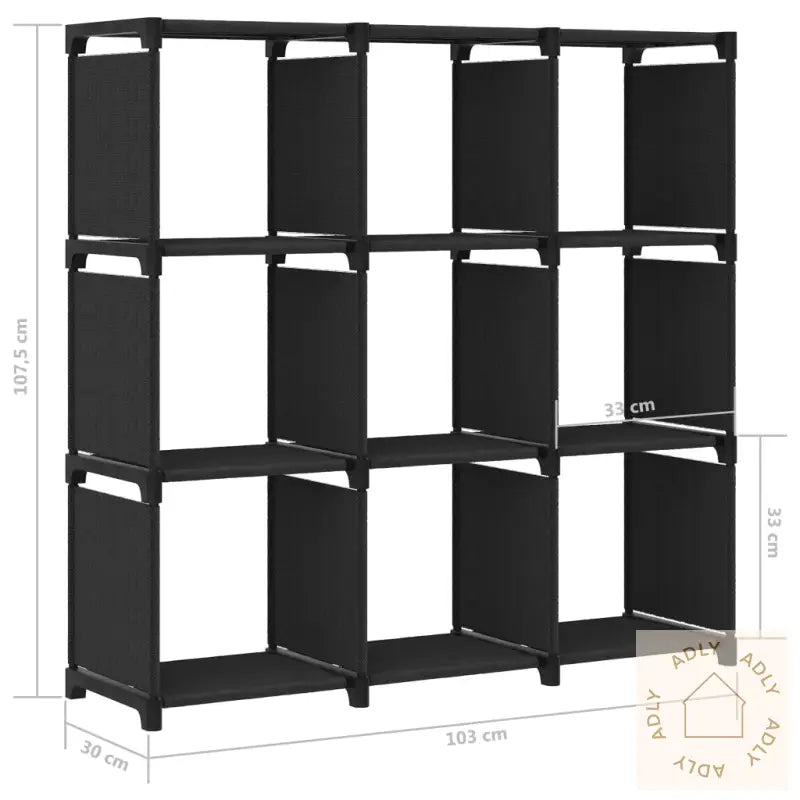 Displayhylle Med 9 Kuber Svart 103X30X107,5 Cm Stoff