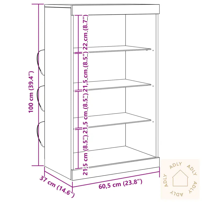 Sideboard Med Led Lys Artisan Eik 60,5X37X100 Cm