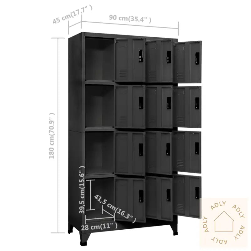 Oppbevaringsskap Antrasitt 90X45X180 Cm Stål