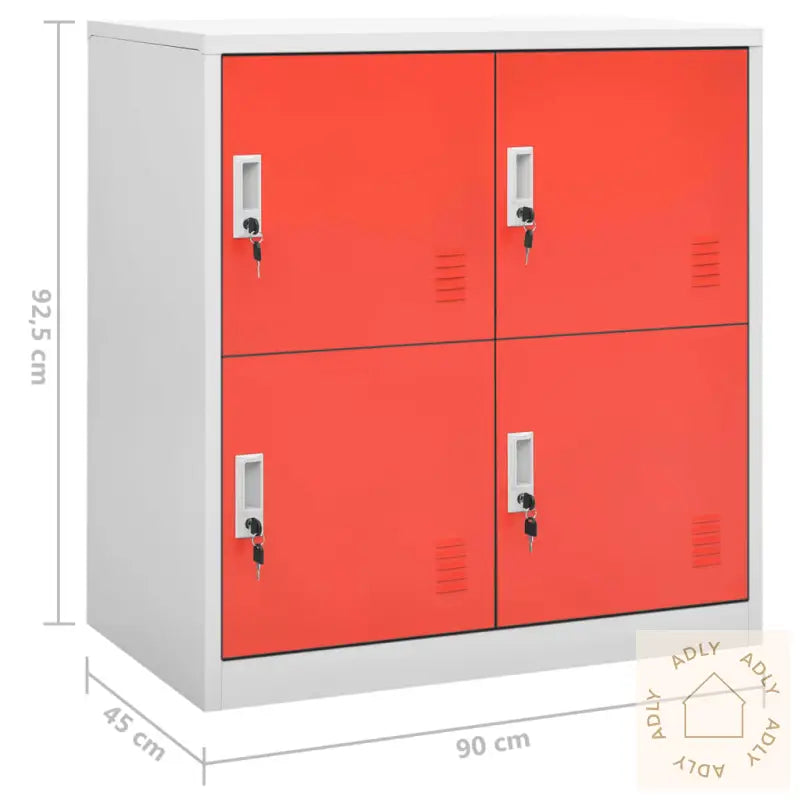 Oppbevaringsskap 2 Stk Lysegrå Og Rød 90X45X92,5 Cm Stål