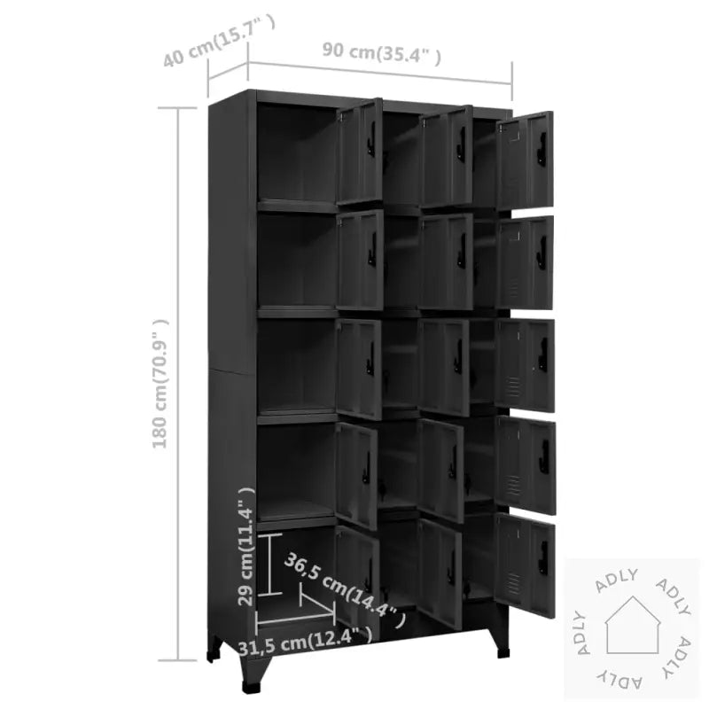 Oppbevaringsskap Antrasitt 90X40X180 Cm Stål