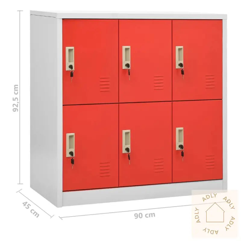 Oppbevaringsskap 5 Stk Lysegrå Og Rød 90X45X92,5 Cm Stål