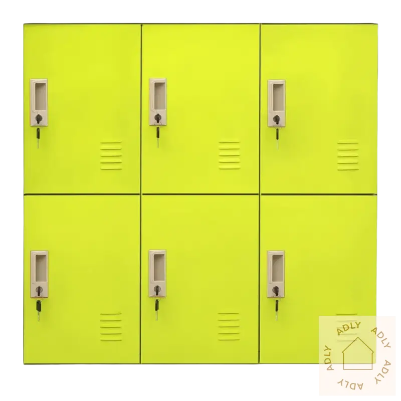 Six-dørs gult locker i moderne oppbevaringsskap til hjemmet og kontor