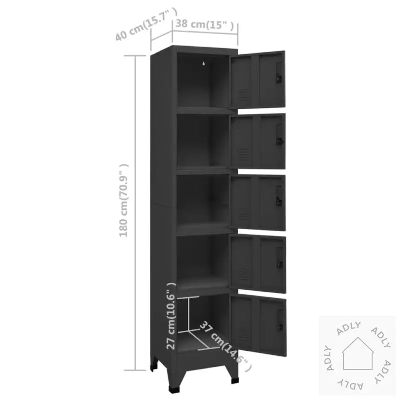 Arkivskap Antrasitt 38X40X180 Cm Stål