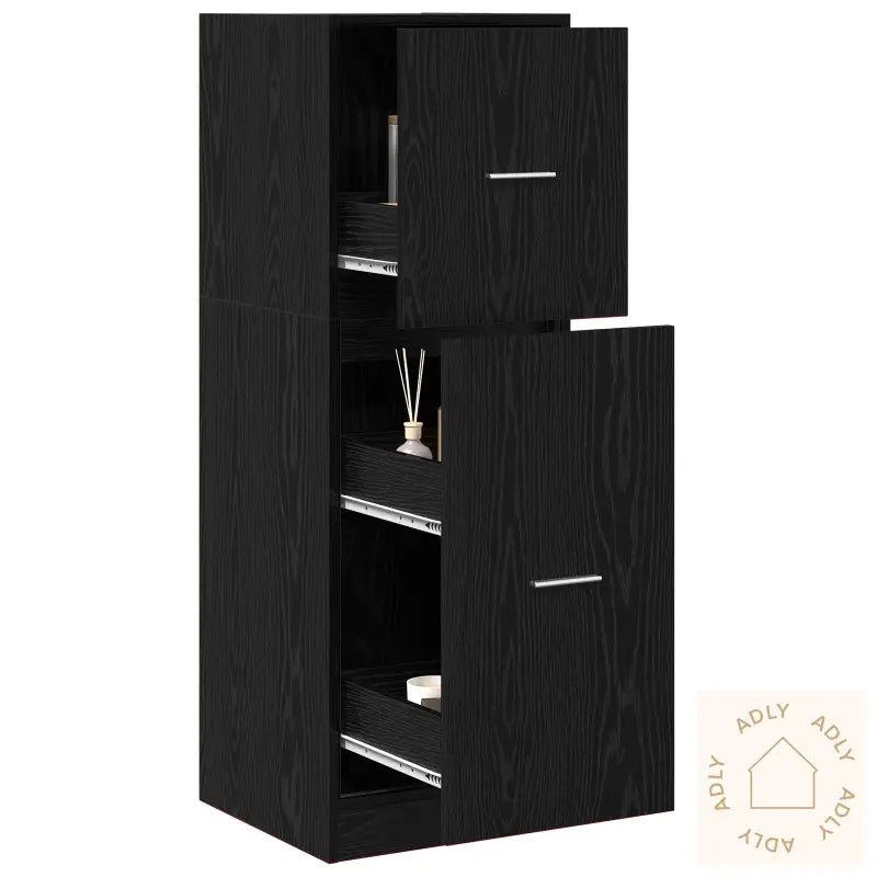 Apothecary Cabinet Svart Eik 40X41X118 Cm Konstruert Tre