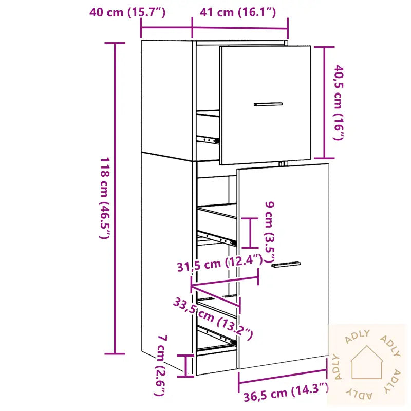 Apothecary Cabinet Svart Eik 40X41X118 Cm Konstruert Tre