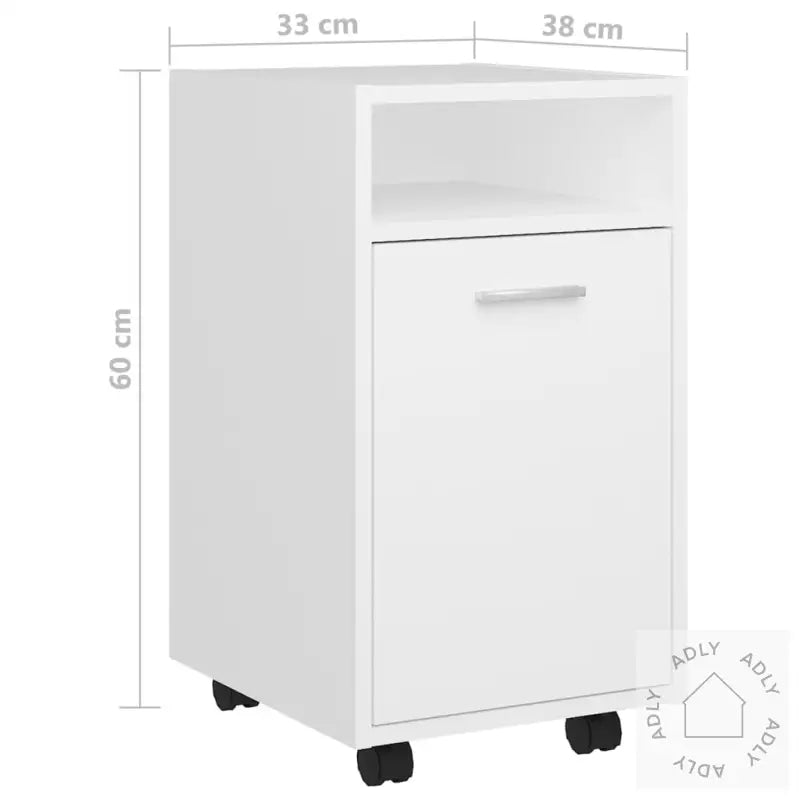 Sideskap Med Hjul Hvit 33X38X60 Cm Konstruert Tre