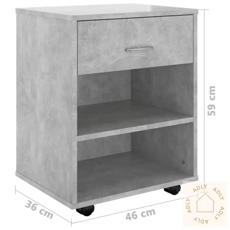 Rulleskap Betonggrå 46X36X59 Cm Konstruert Tre