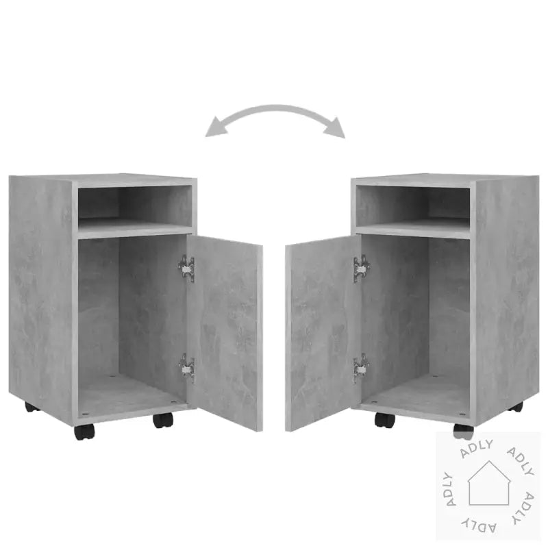 Sideskap Med Hjul Betonggrå 33X38X60 Cm Konstruert Tre