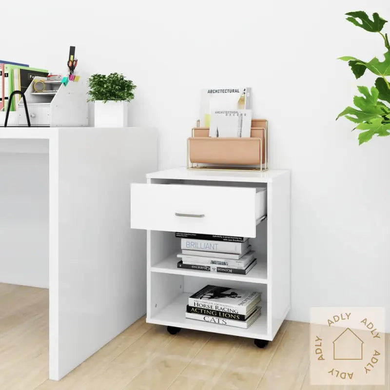 Rulleskap Hvit 46X36X59 Cm Konstruert Tre