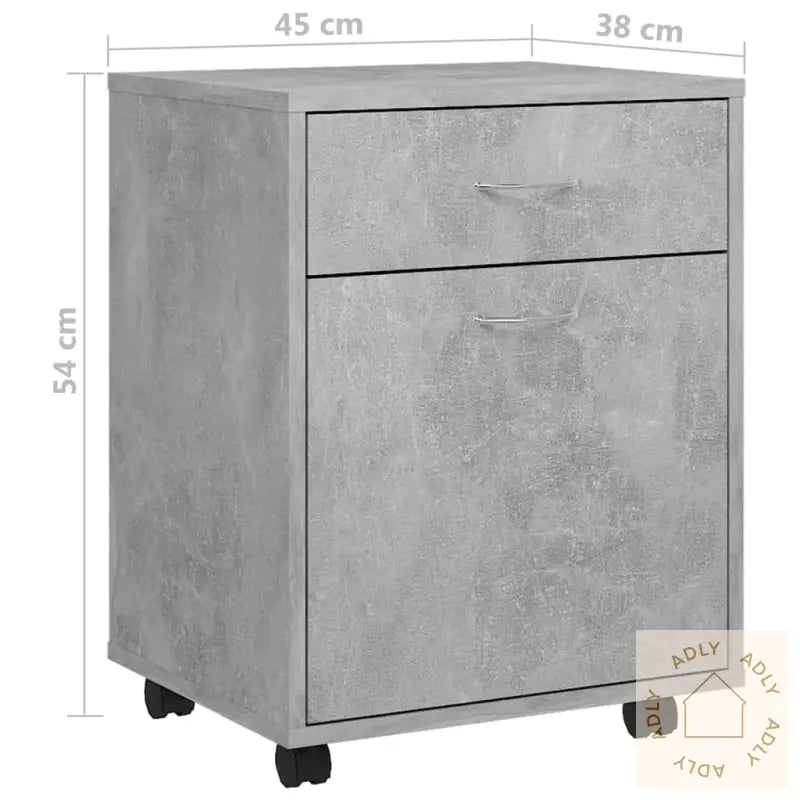 Rulleskap Betonggrå 45X38X54 Cm Konstruert Tre