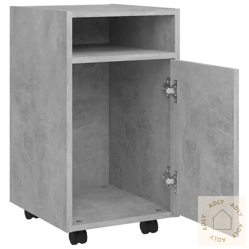 Sideskap Med Hjul Betonggrå 33X38X60 Cm Konstruert Tre