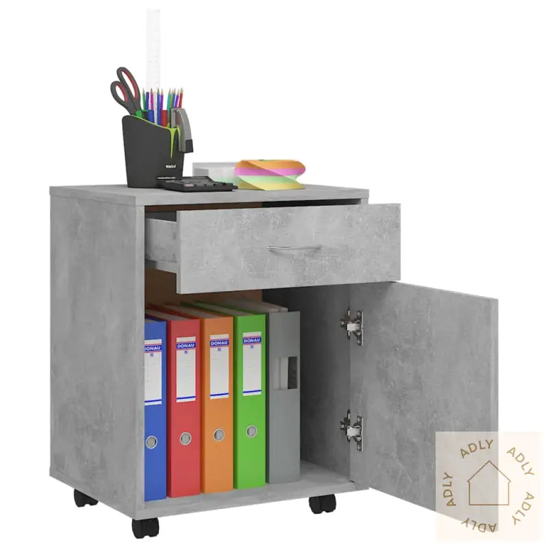 Rulleskap Betonggrå 45X38X54 Cm Konstruert Tre