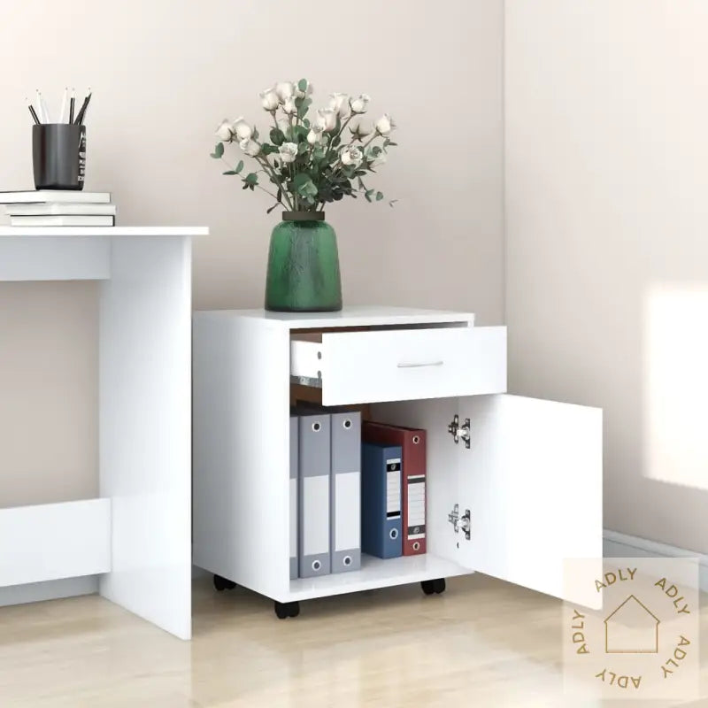 Rulleskap Hvit 45X38X54 Cm Konstruert Tre