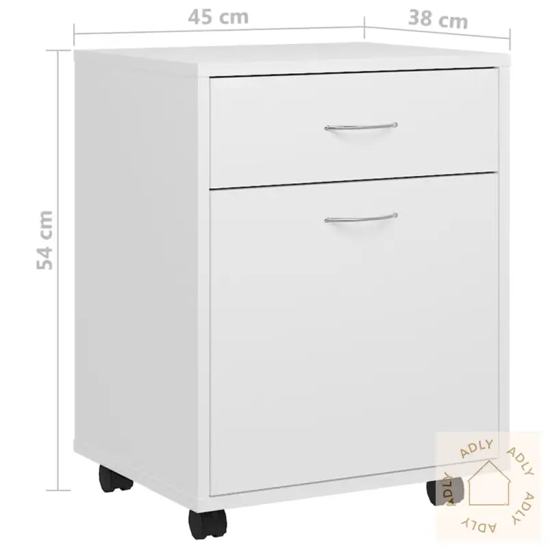 Rulleskap Hvit 45X38X54 Cm Konstruert Tre