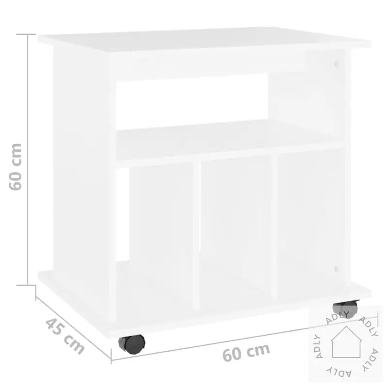 Rulleskap Hvit 60X45X60 Cm Konstruert Tre